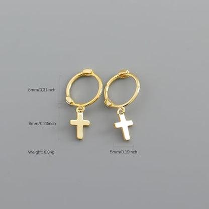 SUYACS Dainty 14k Gold Plated Cross Drop Dangle Earrings for Women - color: Style 1-Silver