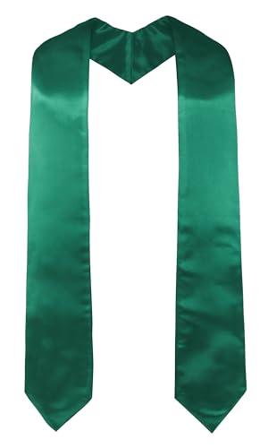 GraduatePro Plain Graduation Stole for Unisex Adults Sash 60"/72" Long 16 Colors - color: Emerald, size: 72