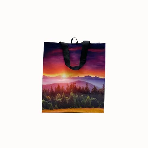 Earthwise Reusable Grocery Bags – Foldable & Water‑Resistant Shopping Bags, Gift Totes, Durable Multi‑Use Eco Bags (5 Pack) - color: Sunset