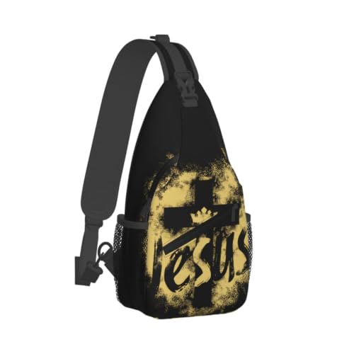 Jesus Cross Sling Backpack Travel Hiking Daypack Crossbody Sling Bag Adjustable Chest Shoulder Bag For Men Women - color: Jesus Cross 1