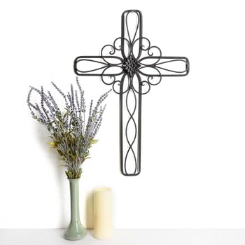Mardel Swirls & Flower Cross Wall Decor, 26.75 x 18 inches