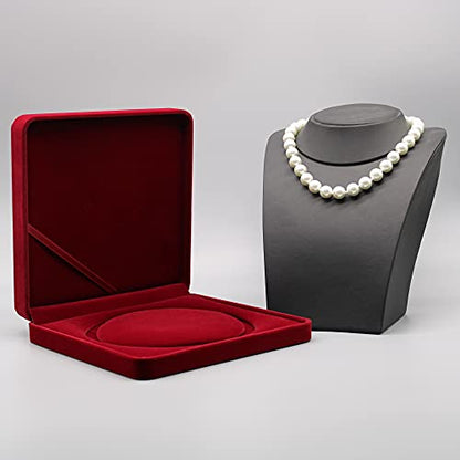 Jewelry Set Velvet Box Necklace Earring Ring Necklace Bracelet Gift Display Case Wedding Jewelry Storage Holder (Red for Pearl Necklace) - color: Red for Pearl Necklace