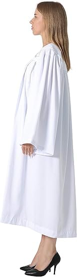 IvyRobes Baptism Robes with Weighted Hem Adults Water Baptismal Gown with Embroidered Dove for Church Officiant White - size: 57"(6'0"-6'2")