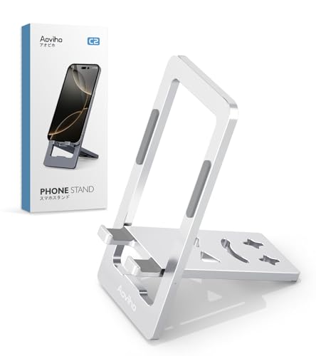 Aoviho Foldable Cell Phone Stand for Desk, Portable Phone Holder,Silver - color: Silver