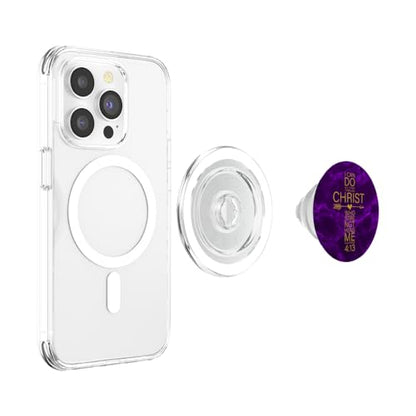 Philippians 4:13 Cross Christian Gifts Women Heart Purple PopSockets PopGrip for MagSafe - style: Magnetic PopGrip