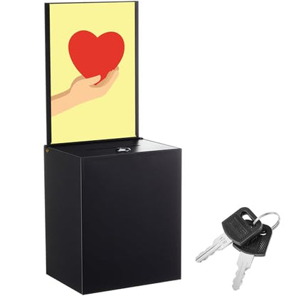 Metal Donation Box for Fundraising,Basic,Black - color: Black