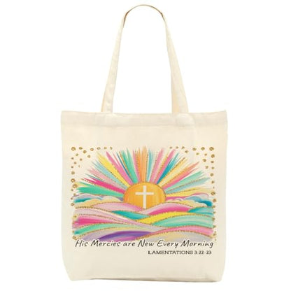 Faith Canvas Tote Bag, Christian Gifts for Women Mama Sister Inspirational Bible Verse Birthday Christmas - color: Christian 857