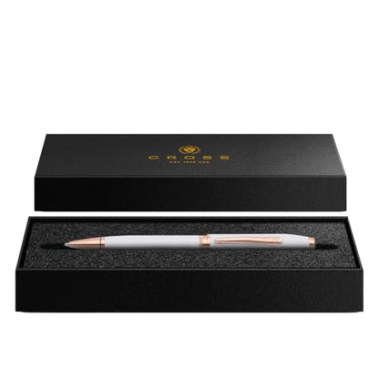 Cross Foundry Pearl White Rose Gold Ballpoint Pen, Medium Point, Black Ink