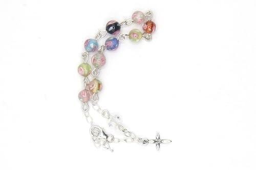 Catholic Communion Rosary Bracelet Created with Swarovski® Crystals, Glass - color: Multi Floral