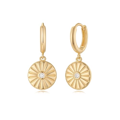 MYEARS Women Earrings Gold Huggie Hoop Dangle Drop 14K Gold Plated Small Simple Hypoallergenic Everyday Jewelry - style: Flower