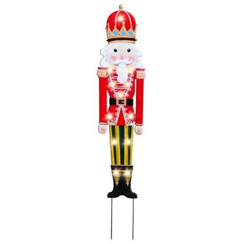 Christmas Yard Sign Decorations Outdoor with LED Lights Christmas Red Nutcracker Yard Signs with Metal Stakes for Xmas Holiday Party Lawn Sign Garden Decor Outdoor Yard Signs - style: Red Nutcracker