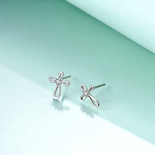 Rnivida 925 Sterling Silver Cross Stud Earrings for Women - color: Inifinity Cross