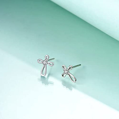 Rnivida 925 Sterling Silver Cross Stud Earrings for Women - color: Inifinity Cross