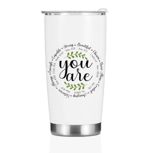 Christian Gifts for Women Men Tumbler, Inspirational Bible Verse Scripture Gifts Birthday Christmas, Faith Religious Coffee Mug Stainless Steel Vacuum Insulated Double Wall Travel Cup with Lid,20oz - color: YouAre Strong 1155