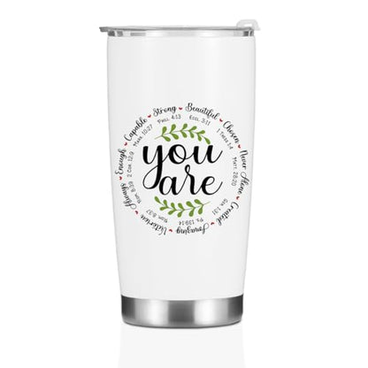 Christian Gifts for Women Men Tumbler, Inspirational Bible Verse Scripture Gifts Birthday Christmas, Faith Religious Coffee Mug Stainless Steel Vacuum Insulated Double Wall Travel Cup with Lid,20oz - color: YouAre Strong 1155