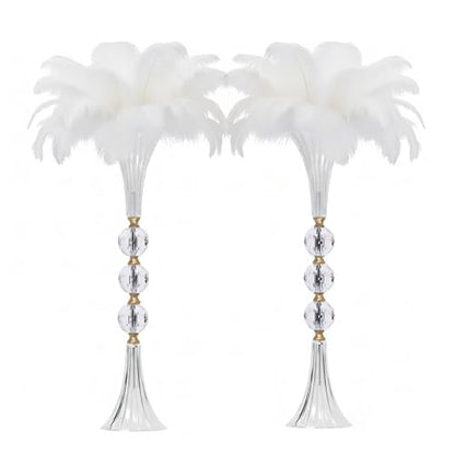 24.8" Tall Crystal Vases for Centerpieces, 2 Pcs Floral Trumpet Vases for Tables Wedding Centerpieces Bouquet Decorative, Acrylic Ribbed Flower Vase for Party Ceremony Centerpiece Dinner Event (2pcs)