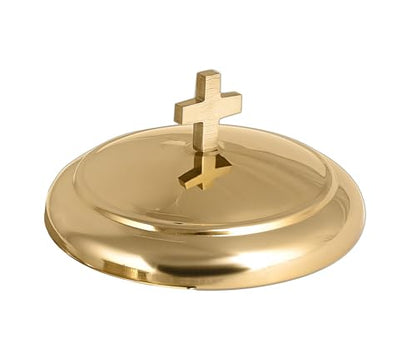 Communion Ware | Stainless Steel Gold Communion Bread Plate Cover | Holy Bread Plate Lid for Churches | Communions Supplies – Shiny Gold Finish - color: Shiny Gold