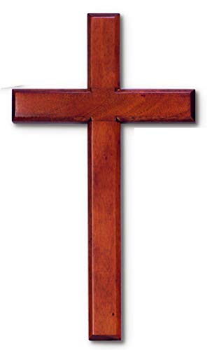 Dijkoo Wall Cross Made in Solid Mahogany Wood 7" X 14" in White Gift Box