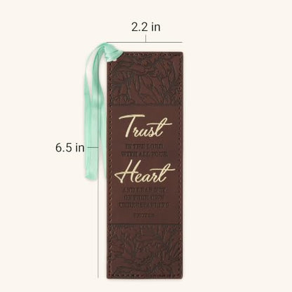 Christian Art Gifts Premium Faux Leather Floral Bookmark: Trust in The Lord - color: Brown - Trust Lord