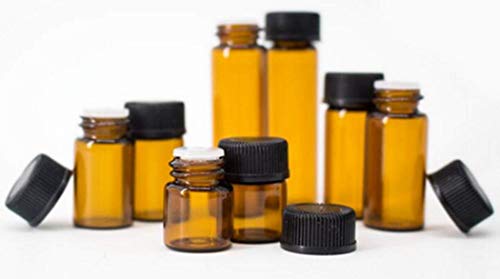12 Pack Set Brown Screw Cap Glass Bottle Small Mini Empty Oil Vial (3ml) - style: 3ML