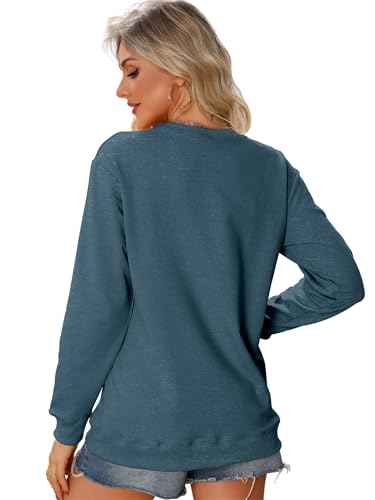 Christian Sweatshirt for Women Faith Can Move Mountains Graphic Shirts - color: Blue, size: Medium