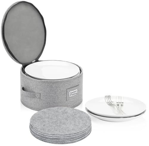 Stack Store Plus More China Storage Case for Salad Plate - 10" W x 6" H - Includes 12 Felt Dividers. Hard Shell and Stackable with Padded Interior - style: Salad Plate Case