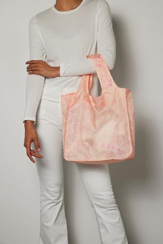 Pure Sage Reusable Grocery Bag - Stylish Shopping Bags for Groceries - Foldable Tote Bag - color: Pink Starburst