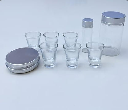 Portable Communion Service Set With Hard Case, 6 Communion Glasses Cups, Tin Bread Container, 100ml Juice Container, Anointing Oil Bottle, Great Catholic Gift for Ordination