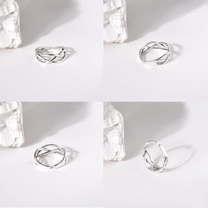 925 Sterling Silver Celtic Knot Open Adjustable Ring for Women Size 4-7 - color: Two line twist
