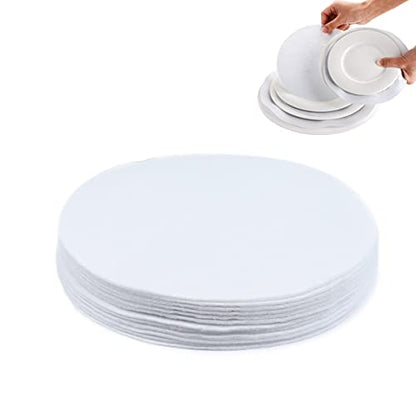 YYCRAFT 60 Felt Plate China Storage Dividers Protectors White Thick Premium Soft Round Felt Circles (5 Inch,White) - size: 5 Inch