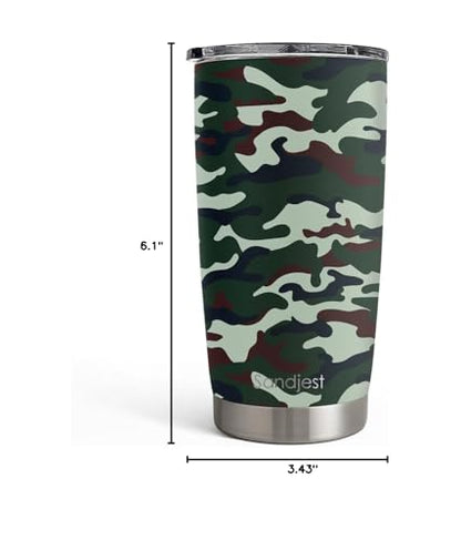 SANDJEST Camo Tumbler 20oz Stainless Steel Double Wall Insulated, Travel Coffee Cup Camouflage Gifts for Men Women, Hunting Lovers, Birthday Christmas - color: Camouflage 1