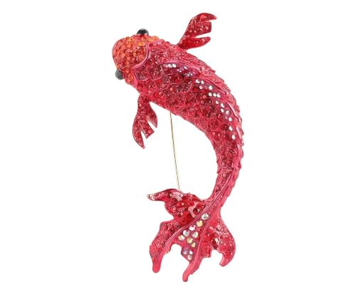 Cameo Brooch Vintage Silver Tone Lady Portrait Brooch Pins for Women Victorian Jewelry Crystal Rhinestone Brooches for Hat Scarf Collar Lapel Handbags Shawls for Christmas - color: Red Koi