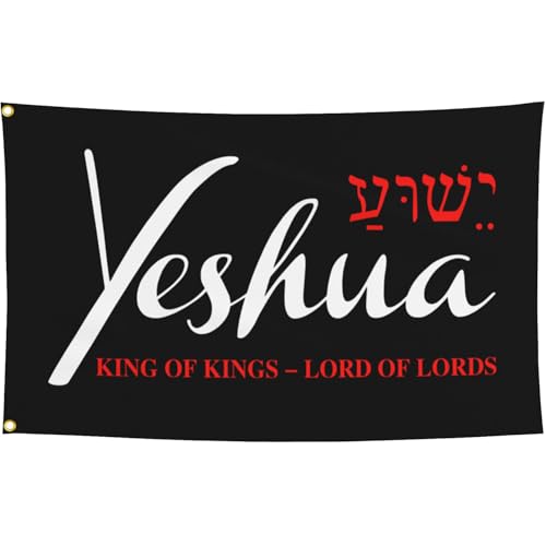 Yeshua Christian Flag Outdoor 3X5 Ft Jesus American Flag Christian Faith Over Fear Flags for Outside Worship Yard Sign Flags for Bedroom Room House Decorations Banner - color: Black1