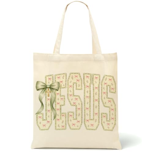 Faith Canvas Tote Bag, Christian Gifts for Women Mama Sister Inspirational Bible Verse Birthday Christmas - color: Jesus 880