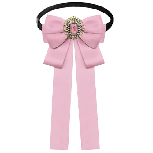 Womens Bow Tie Adjustable Rhinestone Bowtie for Women Ladies Girls Pre-tied Womens Tie for Shirt Suit Uniform - color: Pink-strap-style 2