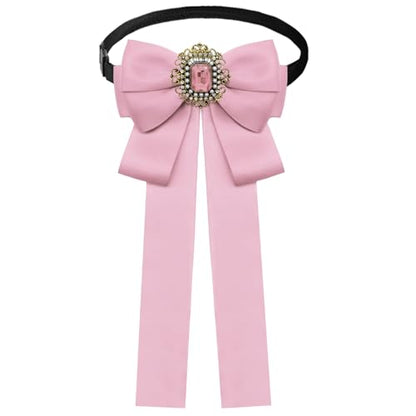 Womens Bow Tie Adjustable Rhinestone Bowtie for Women Ladies Girls Pre-tied Womens Tie for Shirt Suit Uniform - color: Pink-strap-style 2