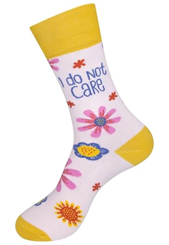 FUNATIC Crazy Socks with Funny Sayings - Novelty Gift for Men, Women, Adult - color: I Do Not Care