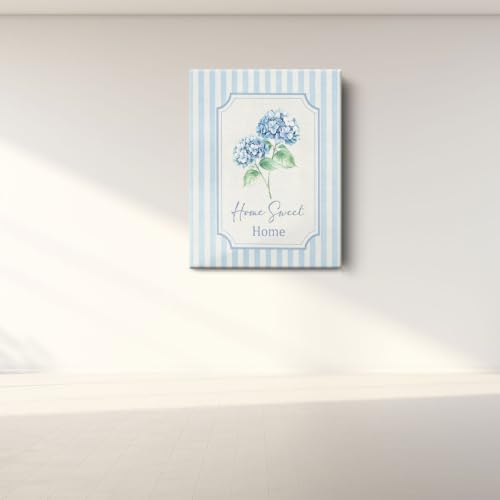 BEASTZHENG Home Sweet Home Blue Hydrangea Canvas Wall Art Home Wall Decor - color: Home sweet home