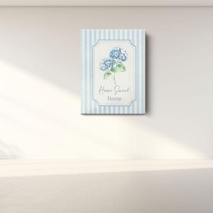 BEASTZHENG Home Sweet Home Blue Hydrangea Canvas Wall Art Home Wall Decor - color: Home sweet home