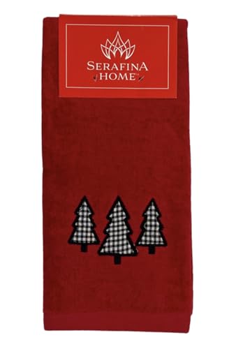 Christmas Red Guest Hand Bathroom Towels, Farmhouse Checkered Tree, 16x26" - color: Farmhouse Holiday