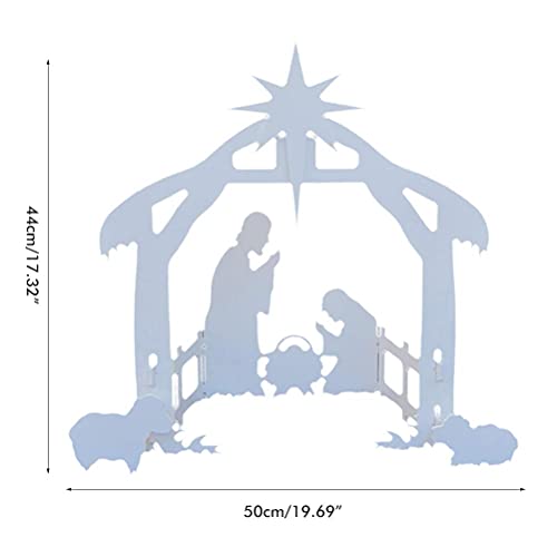 Gonetre Christmas Nativity Scene Outdoor Nativity Holy Family Set Elegant Durable Yard Decoration White PP Material 44X27x50cm Easy Assembly