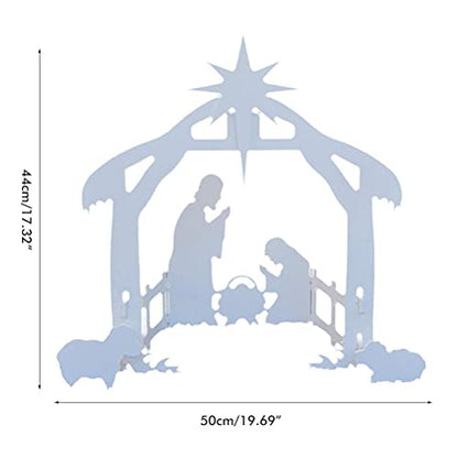 Gonetre Christmas Nativity Scene Outdoor Nativity Holy Family Set Elegant Durable Yard Decoration White PP Material 44X27x50cm Easy Assembly