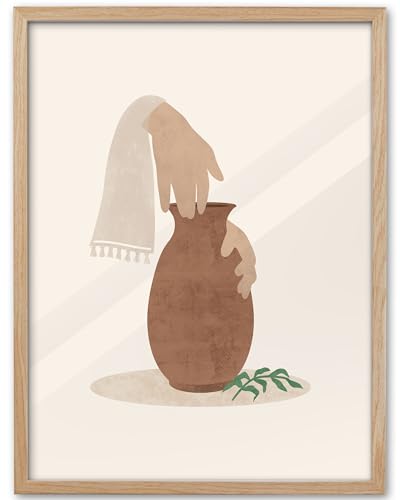 KensTro 16x20 Oak Framed Potter and Clay Christian Wall Art - color: Boho Clay and Potter-Framed, size: 20"L x 16"W