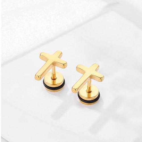Small Gold Cross Earrings for Women Rhinestone Cross Stud Earrings Trendy Jewelry Gift - color: A: gold cross earrings