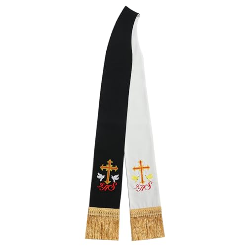 BLESSUME Church Clergy Pastor Reversible Stole (Black and White 4)