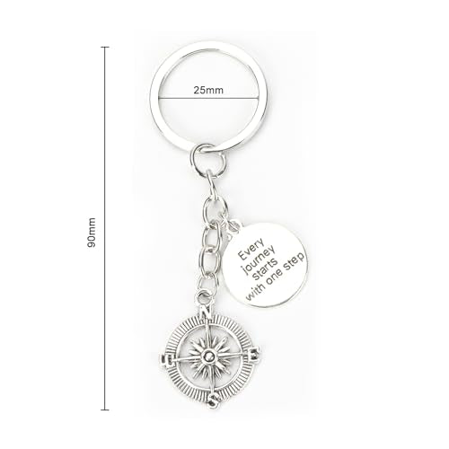 Airplane Keychains Travel Keychain for Women Compass Keyring Travel Airplane Keychain Gifts with Angel Charm - color: White1
