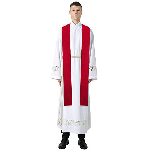 IvyRobes Unisex Adults Overlay Plain Clergy Stole 94"-4 Colors Available - color: Red