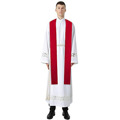 IvyRobes Unisex Adults Overlay Plain Clergy Stole 94"-4 Colors Available - color: Red
