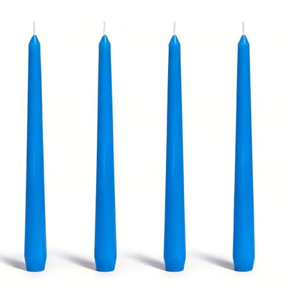 4 Pack Blue Taper Candles丨Taper Candles 10 Inch Dripless丨Unscented & Smokeless Candlesticks Bulk丨7-8 Hours Long Burning Tall Candles丨Ideal for Christmas Weddings Parties Dinner - color: Blue, size: 4 Pack Taper Candle