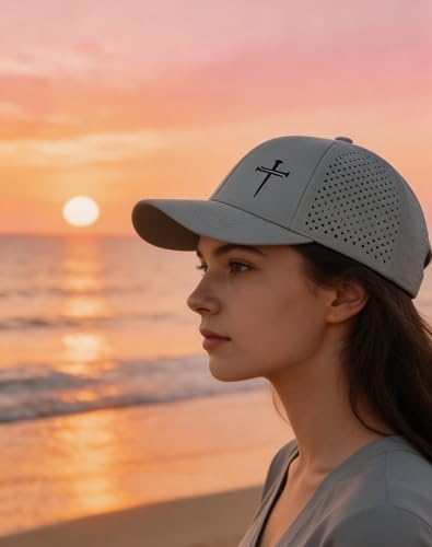 Jesus 3 Nail Cross Hat Christian Religious Gifts for Christma with Embroidered - Adjustable Snapback Baseball Cap - color: 3 Nail Cross Mesh Nylon Grey